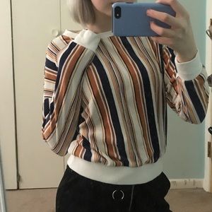 Orange & Navy Striped Sweater